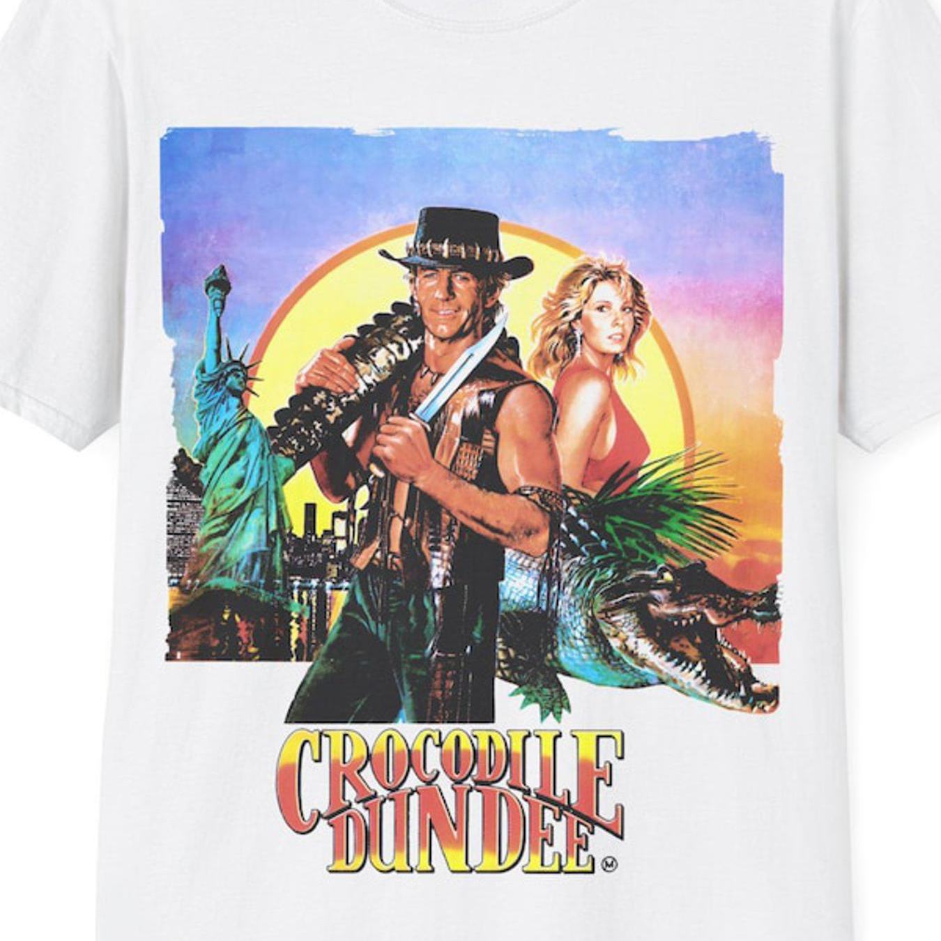 Retro 80s Dundee T Shirt White Film Poster Top