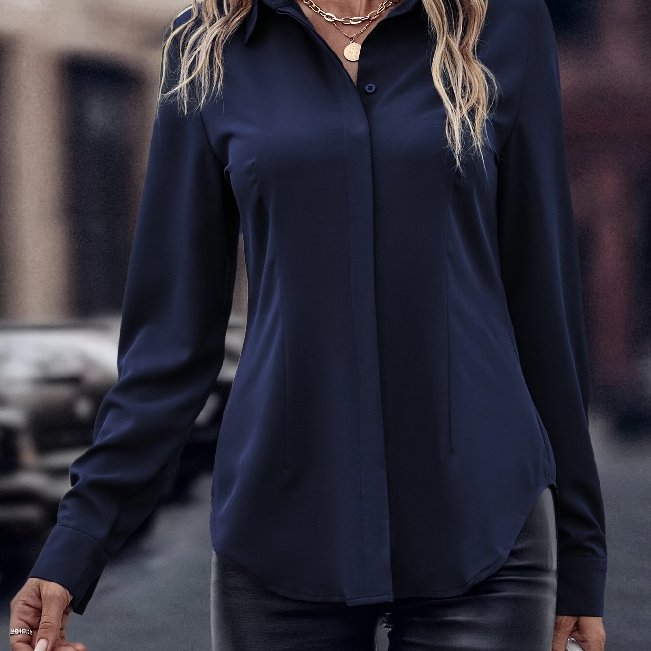 Women's Elegant Style Solid Color Blouse