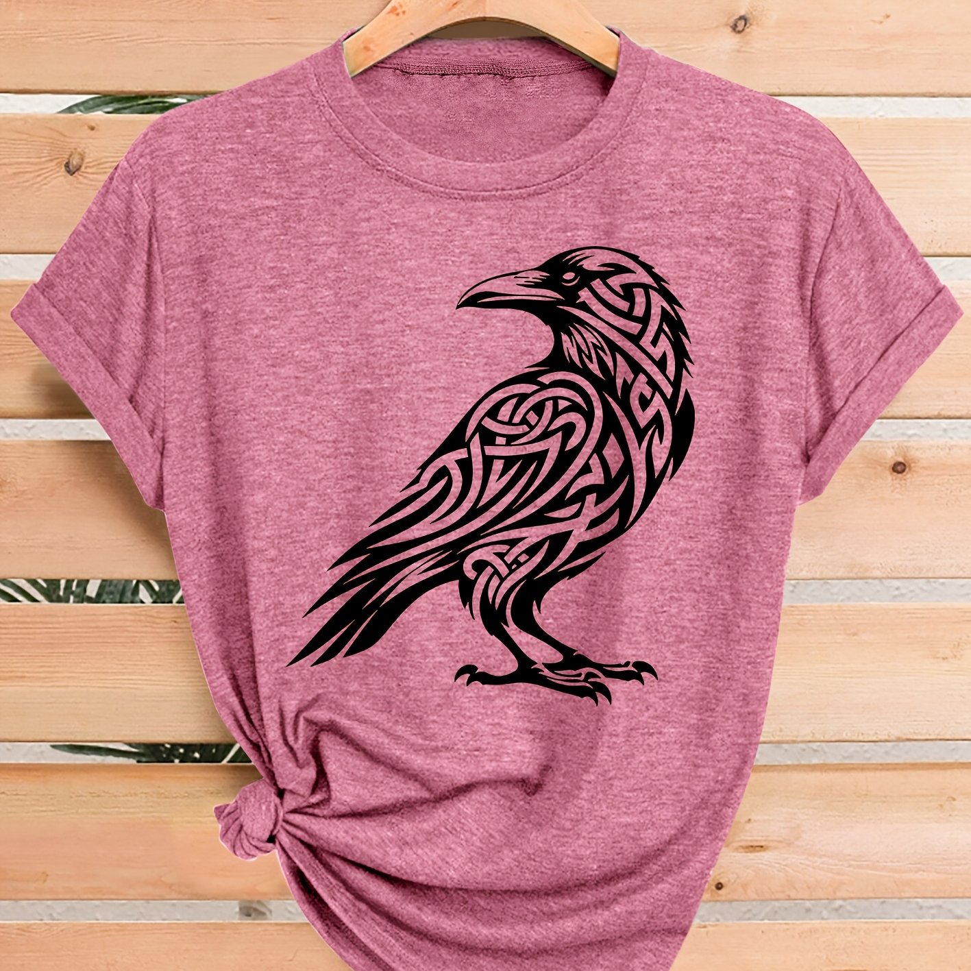 TEMU 1xl-4xl Women's Plus Size Short Sleeve T-shirt - Celtic Print Crew Neck Blouse-compatible Top | Breathable Stretch Fabric Suitable For Casual,