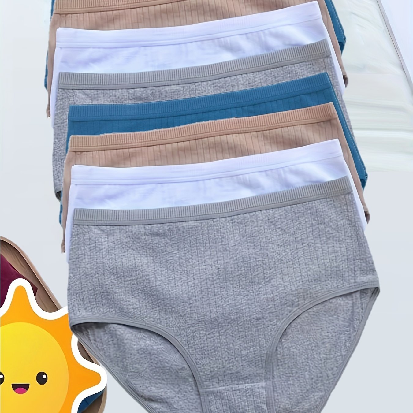 8pcs Plus Size High-waisted Panties For Women, Breathable Tummy Control Triangle Briefs In Large Sizes