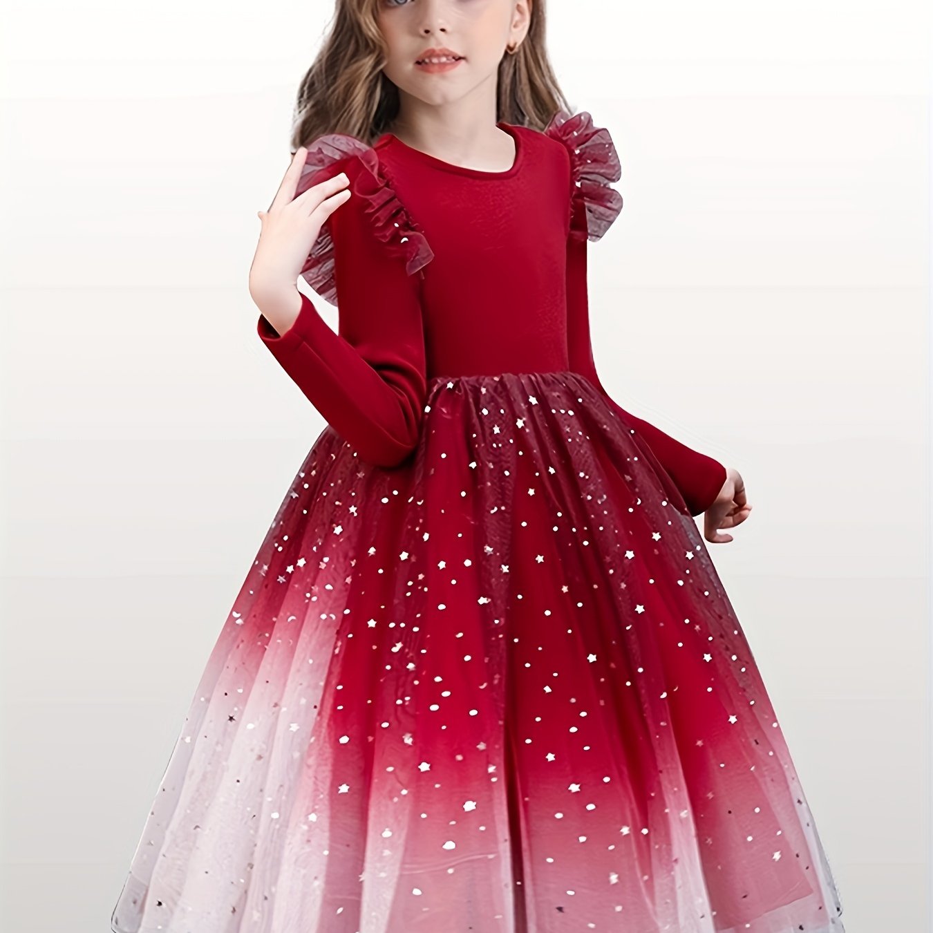 Image of Vintage Style Sequin Flutter Trim Princess Tutu Dress Kids Clothes For Christmas Gift Girls