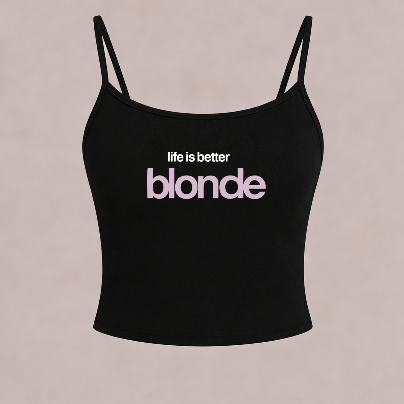 TEMU American-style Round Neck Camisole - Blonde, " Better" Pattern, Y2k Vintage , Adjustable Shoulder Straps, Women's New Summer Short Camisole Tank