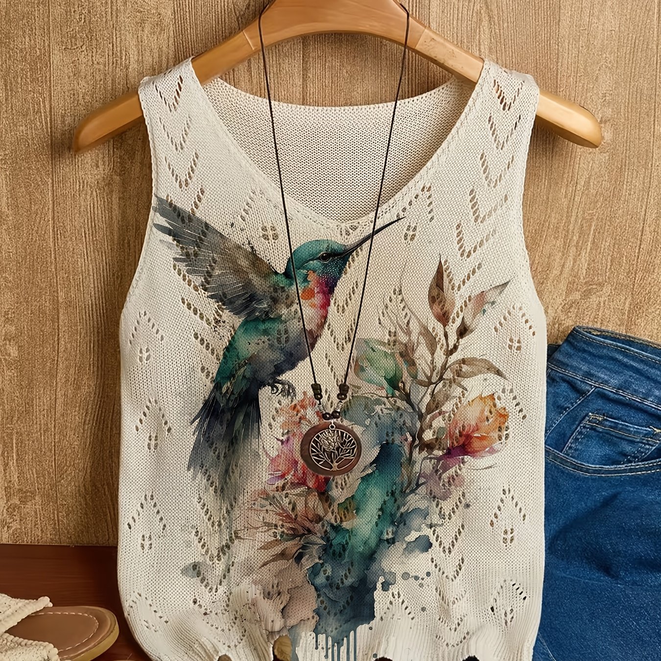 TEMU 2d Digital Printing] Women's Pullover, Fashionable Item, V-neck Color , , Wardrobe Essential, Trendy Knitwear, Breathable Fabric, Printed Top, ,