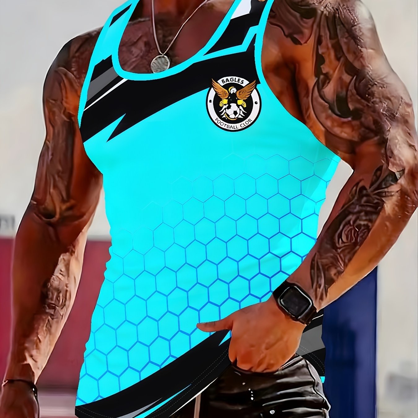 TEMU Men's Loose-fitting Sports Vest, Summer Breathable Basketball Fitness Sleeveless T-shirt, Printed Vest