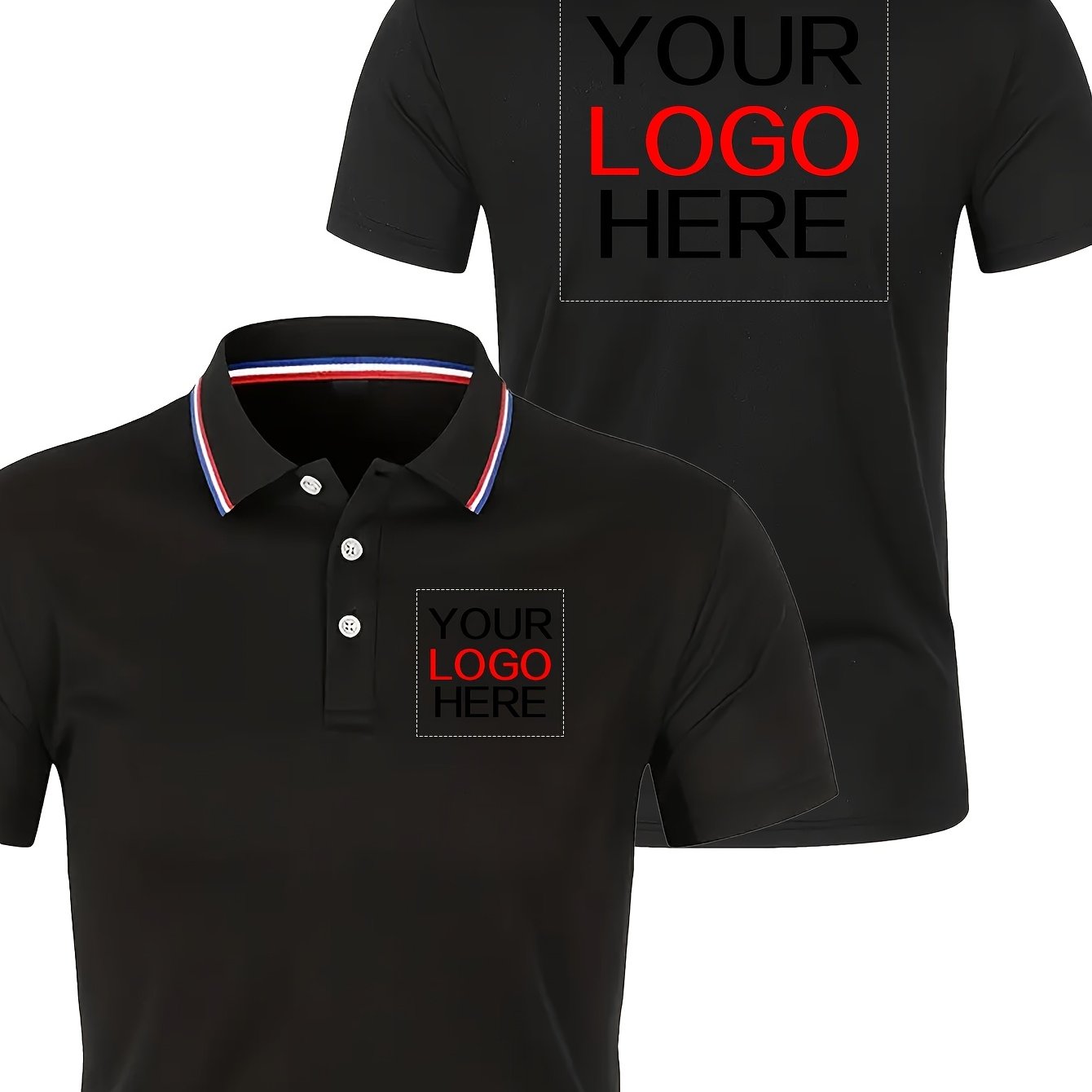 Image of Men's Breathable Classic Solid Colors - Customizable Signature Space, Short-sleeved Casual Streetwear And Sportswear For In , Machine Washable
