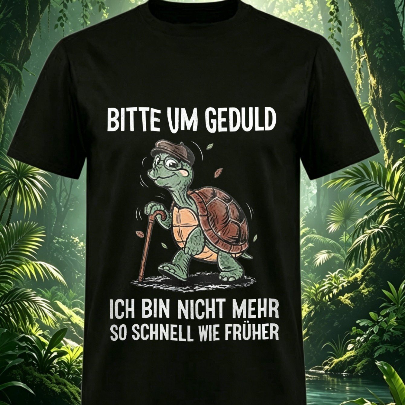 Black T Shirt Turtle With Stick And German Text Please I Am As Before For Casual Wear And Humor Gifts