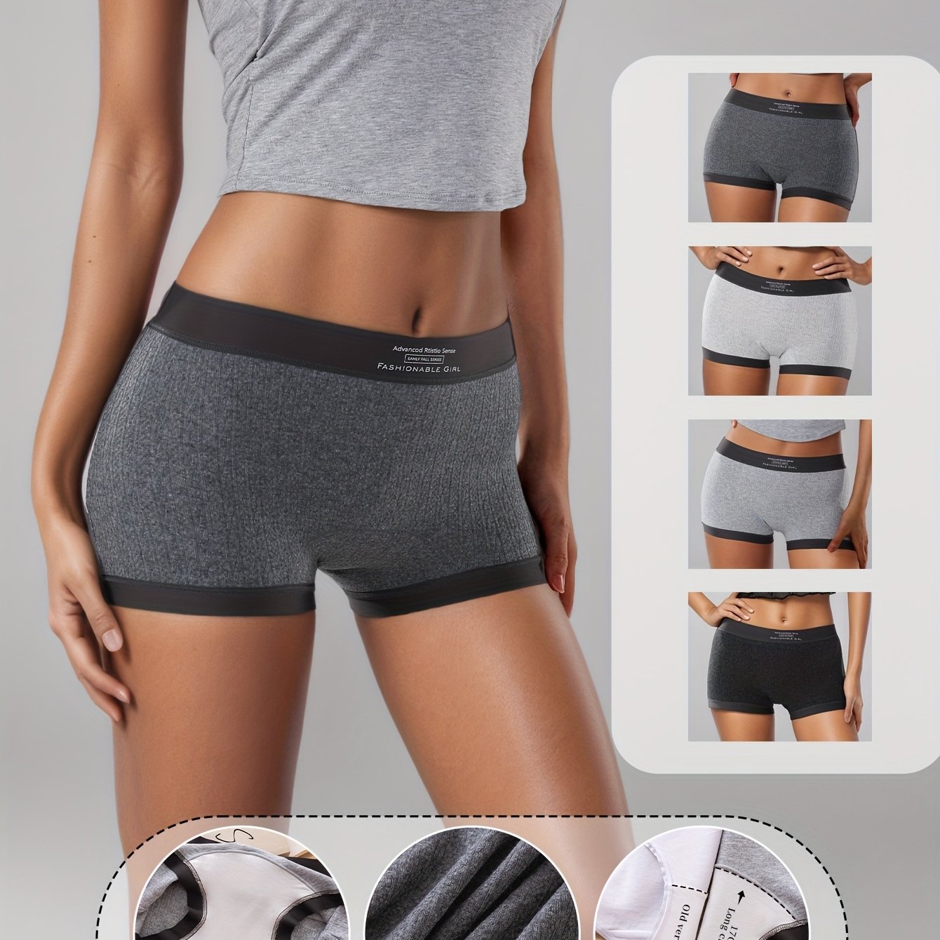 Image of 4-pack Euyia Women's Panties, Flat Seam Comfortable Breathable Soft Fabric Anti-exposure, Yoga Outdoor Sports And Daily Wear, Extended Crotch Period Leak-proof Base Pants