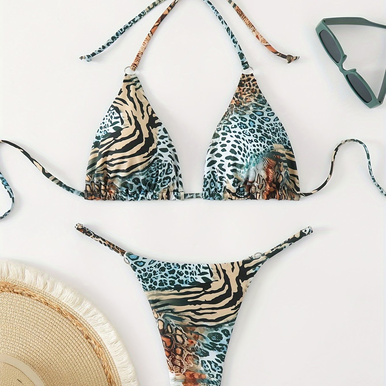 Leopard Print New Backless Bikini With Padded Swimsuit Top And Bottoms