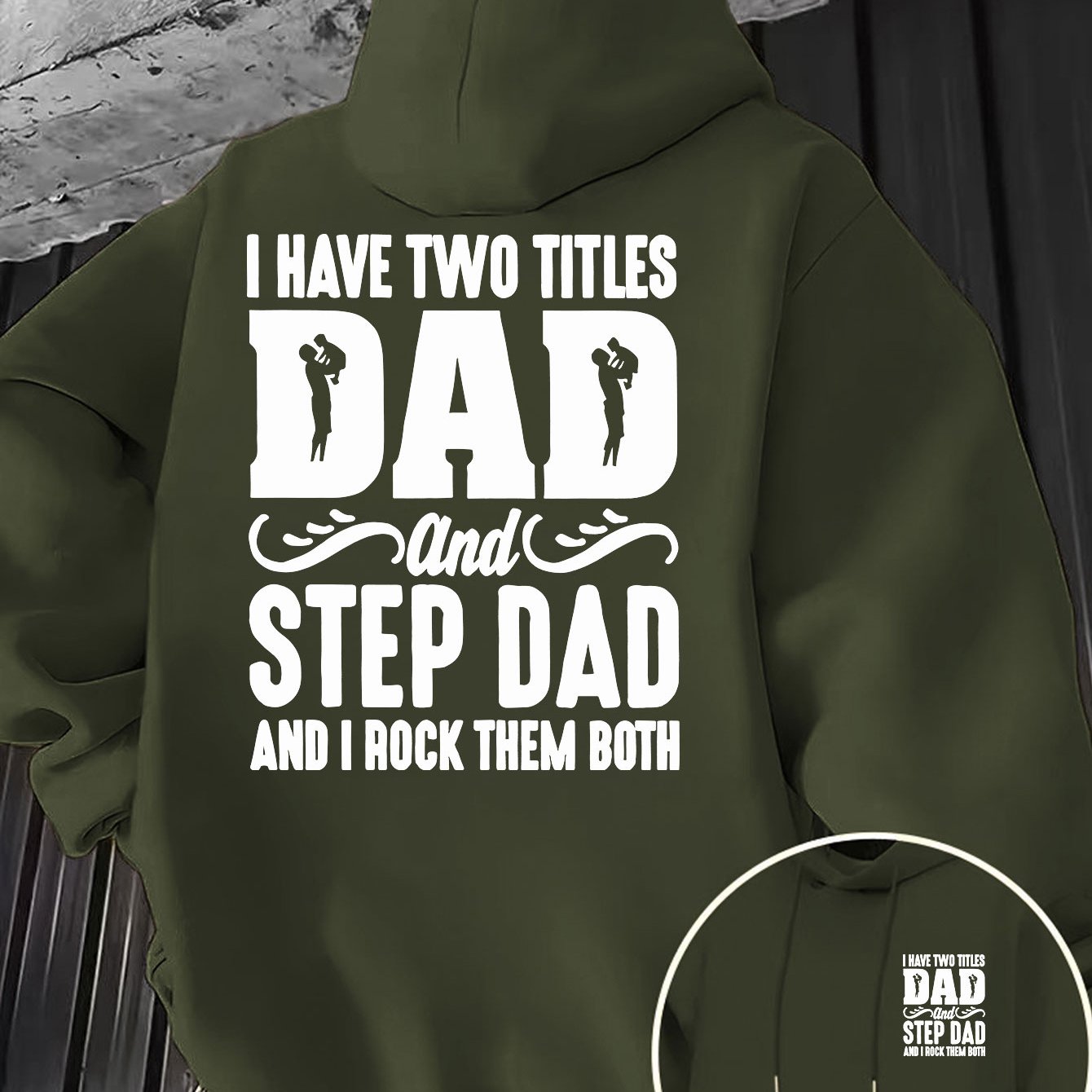 TEMU Dad Dad Father's Day Themed Print Men's Hooded Sweatshirt, With A Large Graphic Print Design On The Front Chest Badge And Back, Suitable For