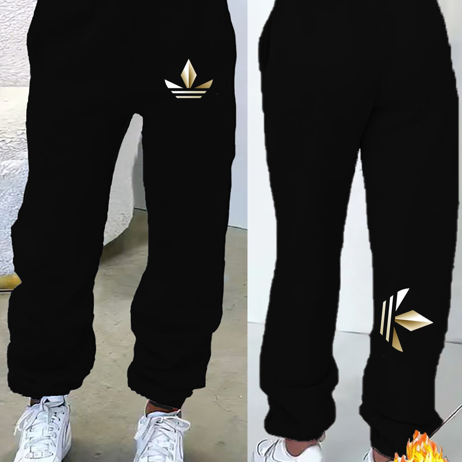 Image of [00p] Y2k, Trendy Fashion, Front And Back Print, Women's Fleece-lined Loose Sweatpants, Casual And Comfortable, Women's Autumn And Winter Clothing S, M, L, Xl, Xxl+5188k-h