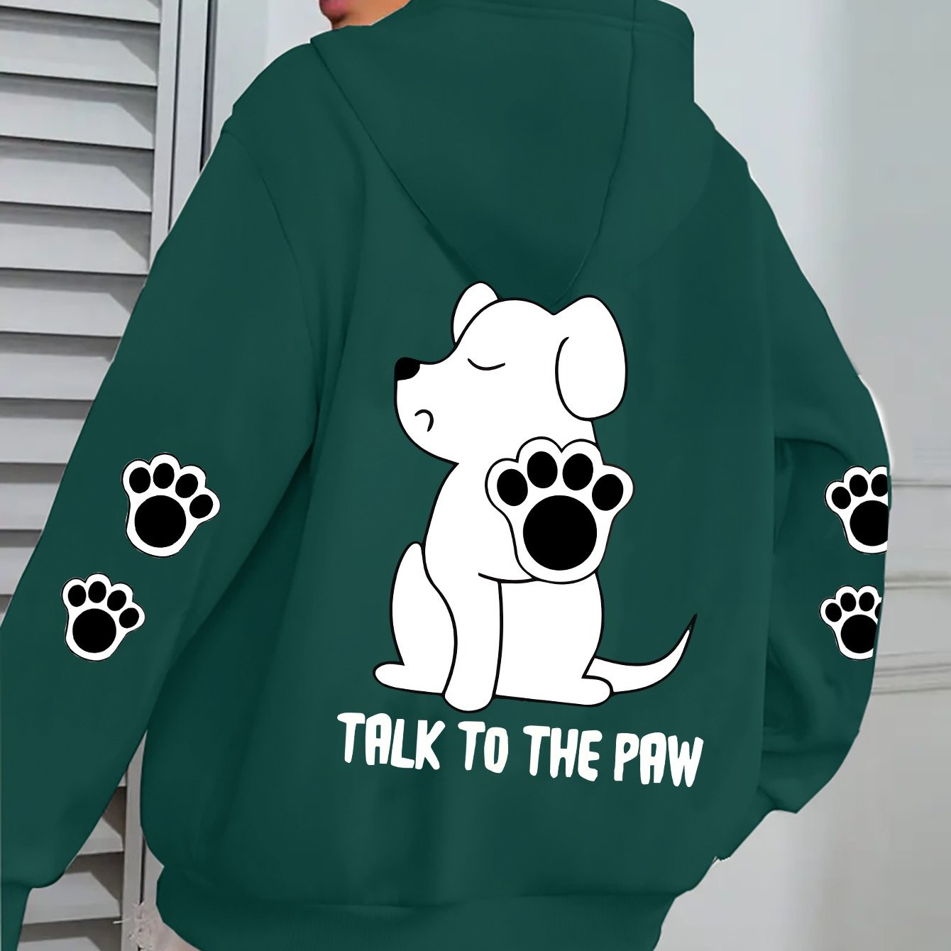 TEMU 1pc Women's Dog , , Polyester Knit Hooded Sweatshirt For /,