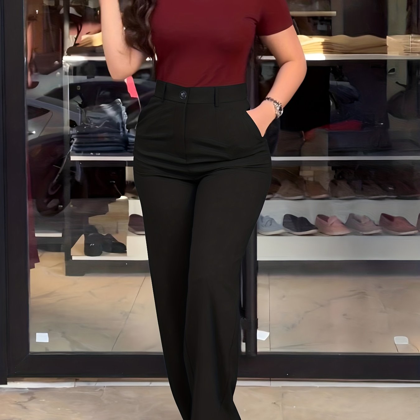 TEMU Women' Color Casual Slim-fit Long Pants