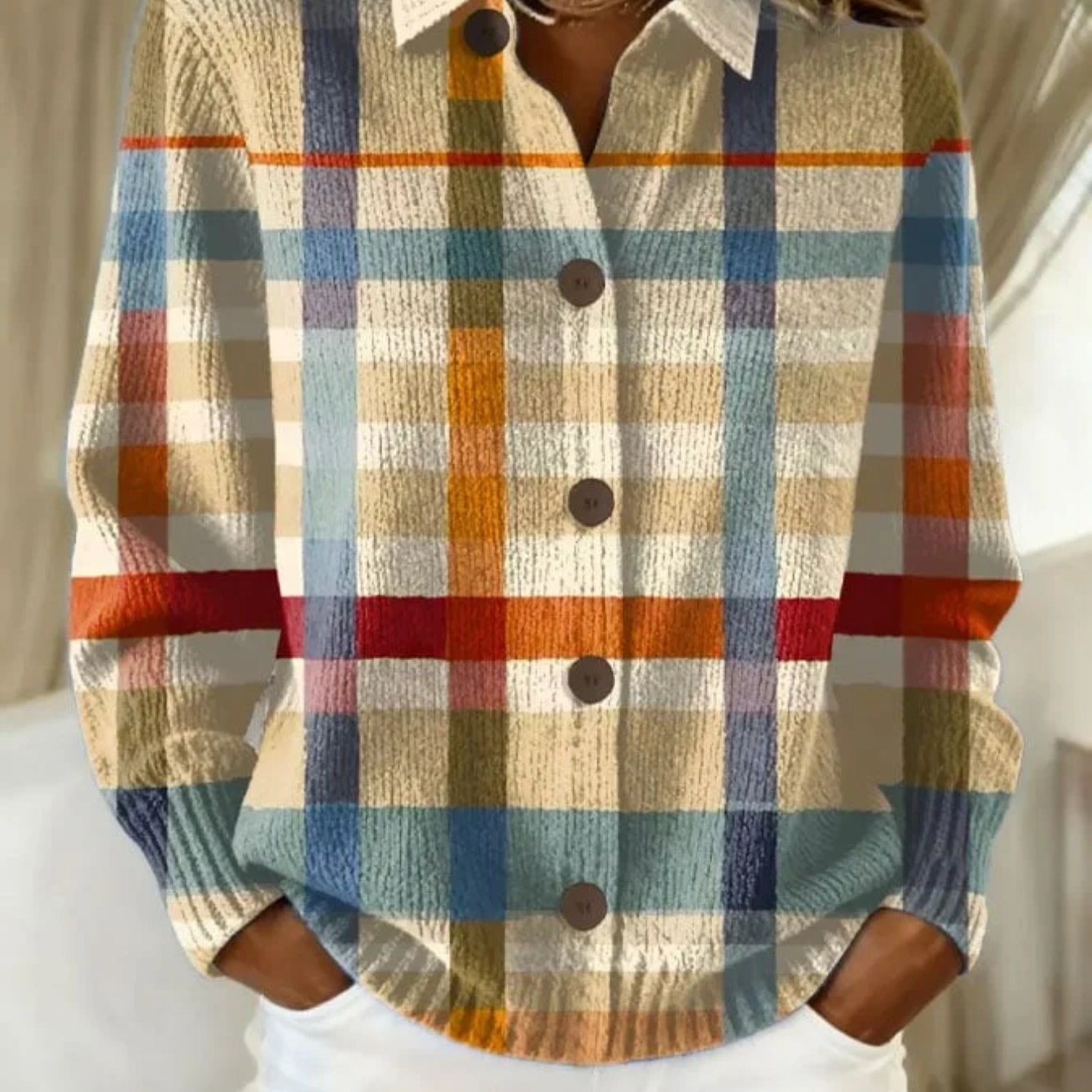 TEMU Women's Retro Colorful Print Cardigan