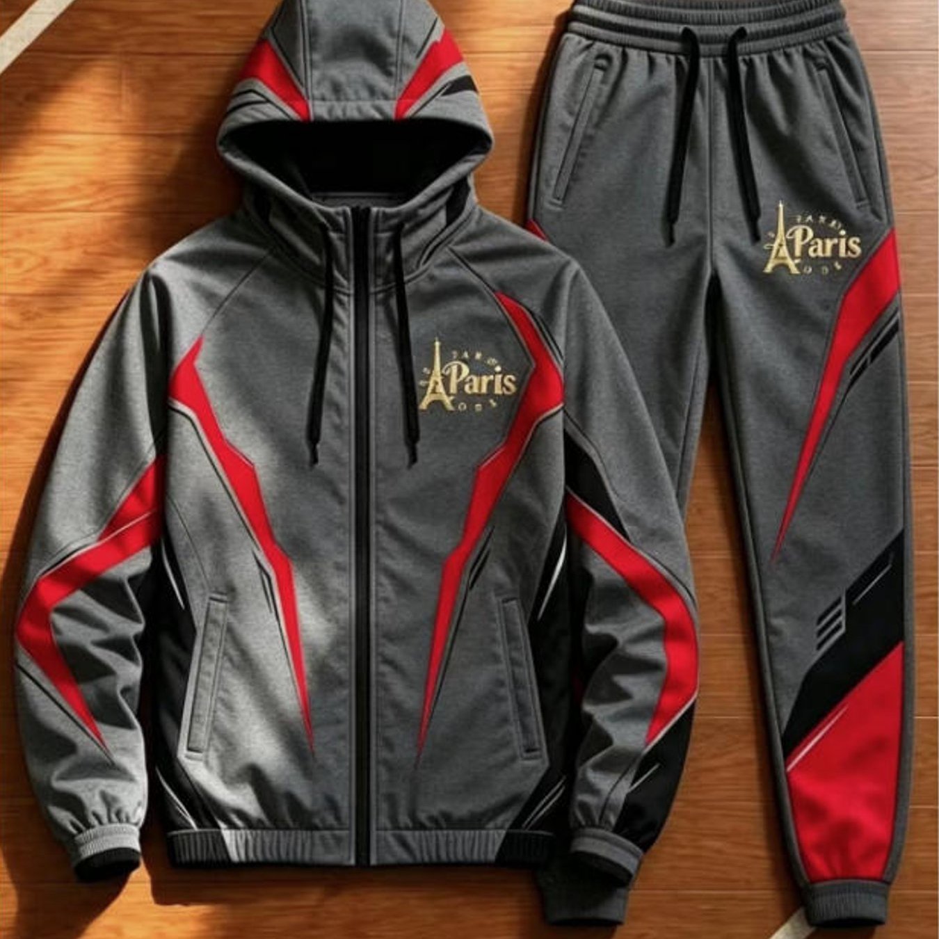 Image of Men's Fashion Casual Trendy Tower Graphic Tracksuit Set Street Style Sportswear For Adult Men Holiday Gift Daily Wear Plus Size Men Clothing