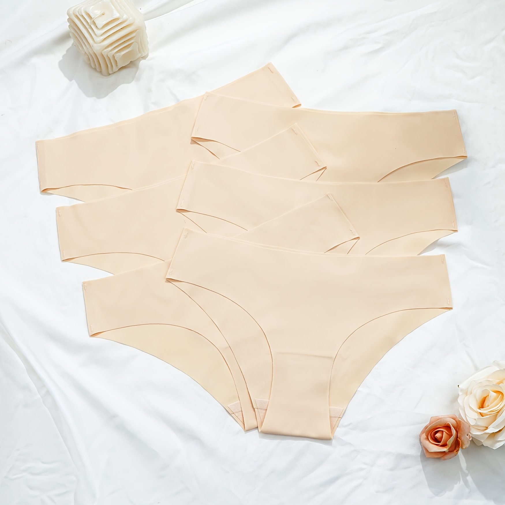 6-pack Women's Mid-waist Seamless Panties, Design, Breathable Lightweight Stretch Underwear