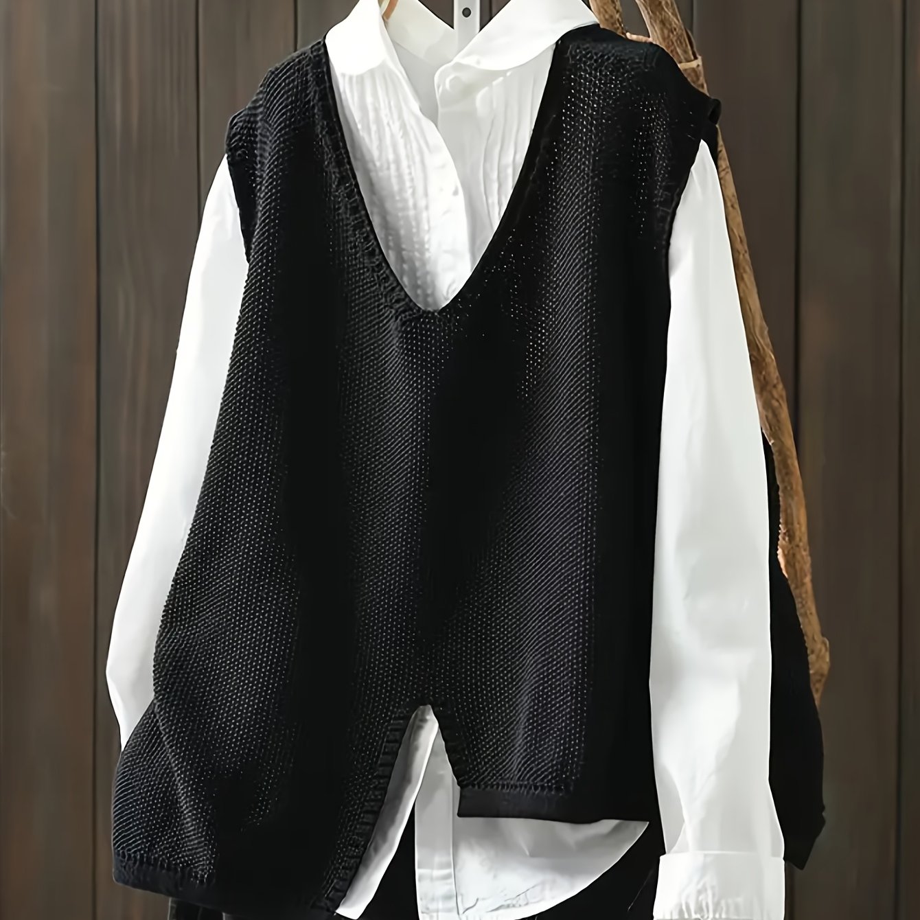 V-neck Easy Irregular Vest Loose Shoulder Sweater