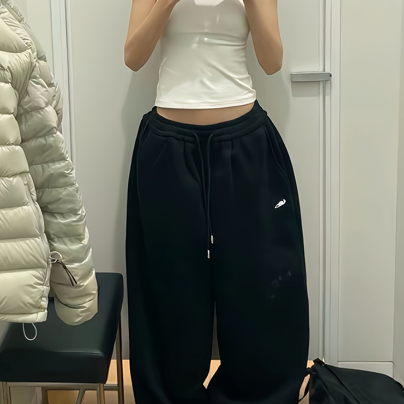 TEMU Autumn And Winter Retro Lazy Style Wide-leg Loose Casual Floor-dragging Sweatpants Versatile Pants Women's Trousers, Most Suitable For Dating,