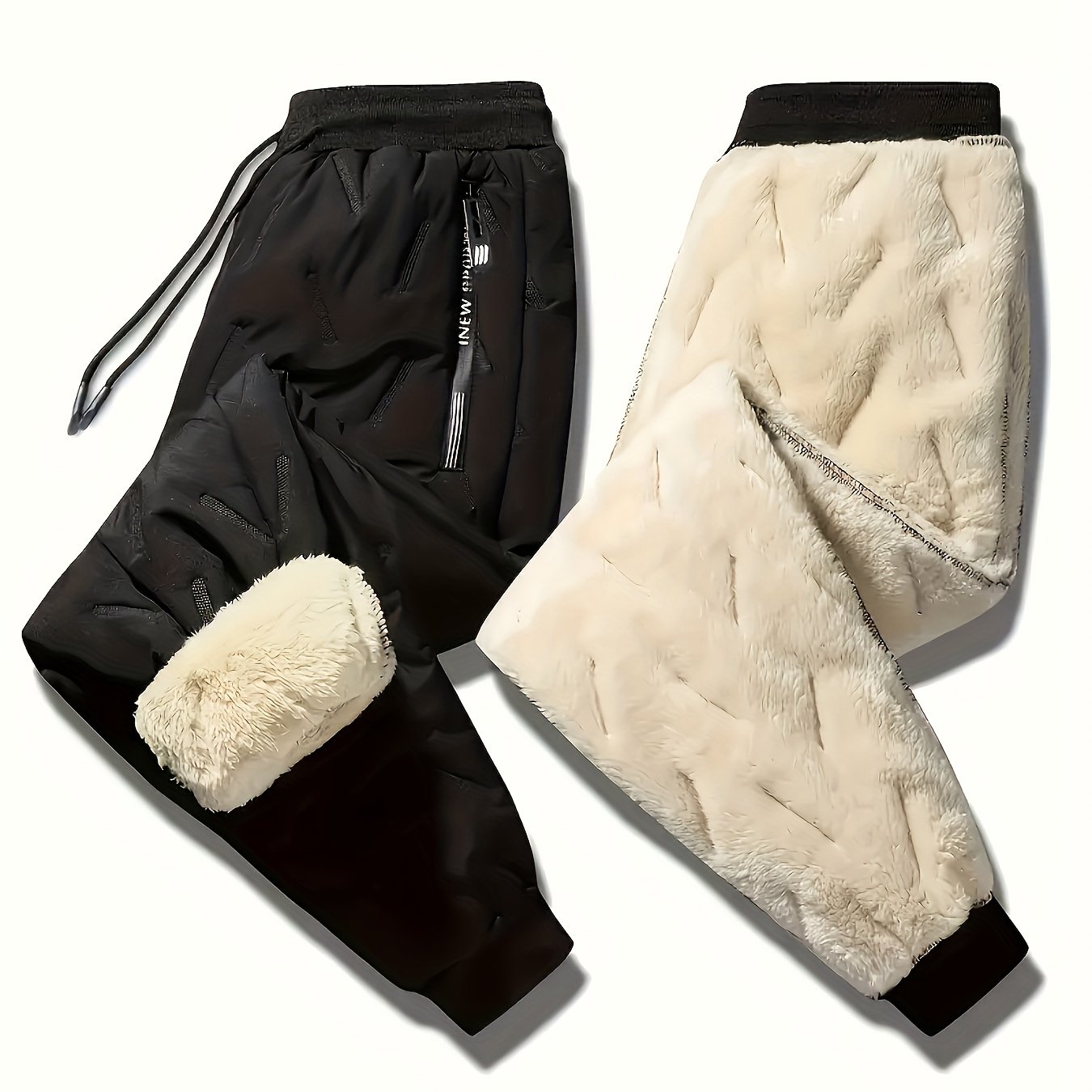 E-shop 1 Paar Damen-Langhosen für Herbst/Winter, gefüttert verdickt für Wärme, Freizeit-Freizeithose für Damen, mit elastischem Kordelzugbund, schrägen