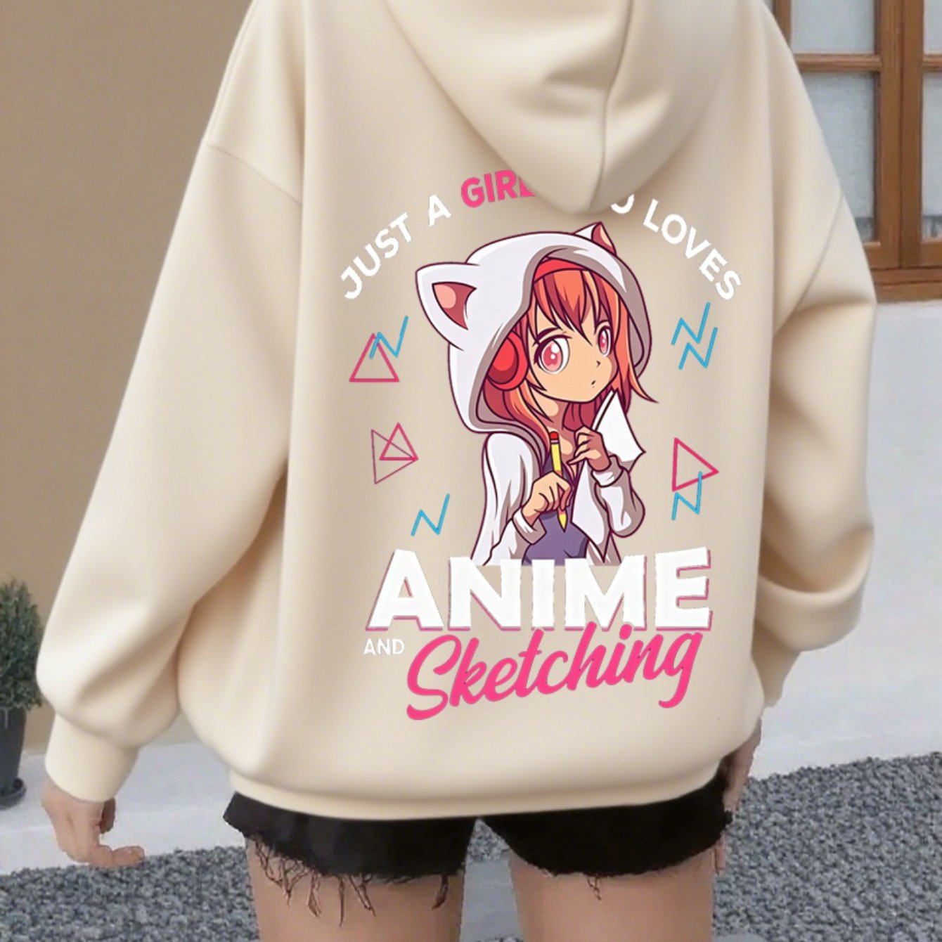TEMU Women's Anime Hooded Zip-up Jacket - & Sweater Coat, Machine Washable Spring/fall Winter Outerwear For & Ladies, Casual Anime-themed Outfit For,