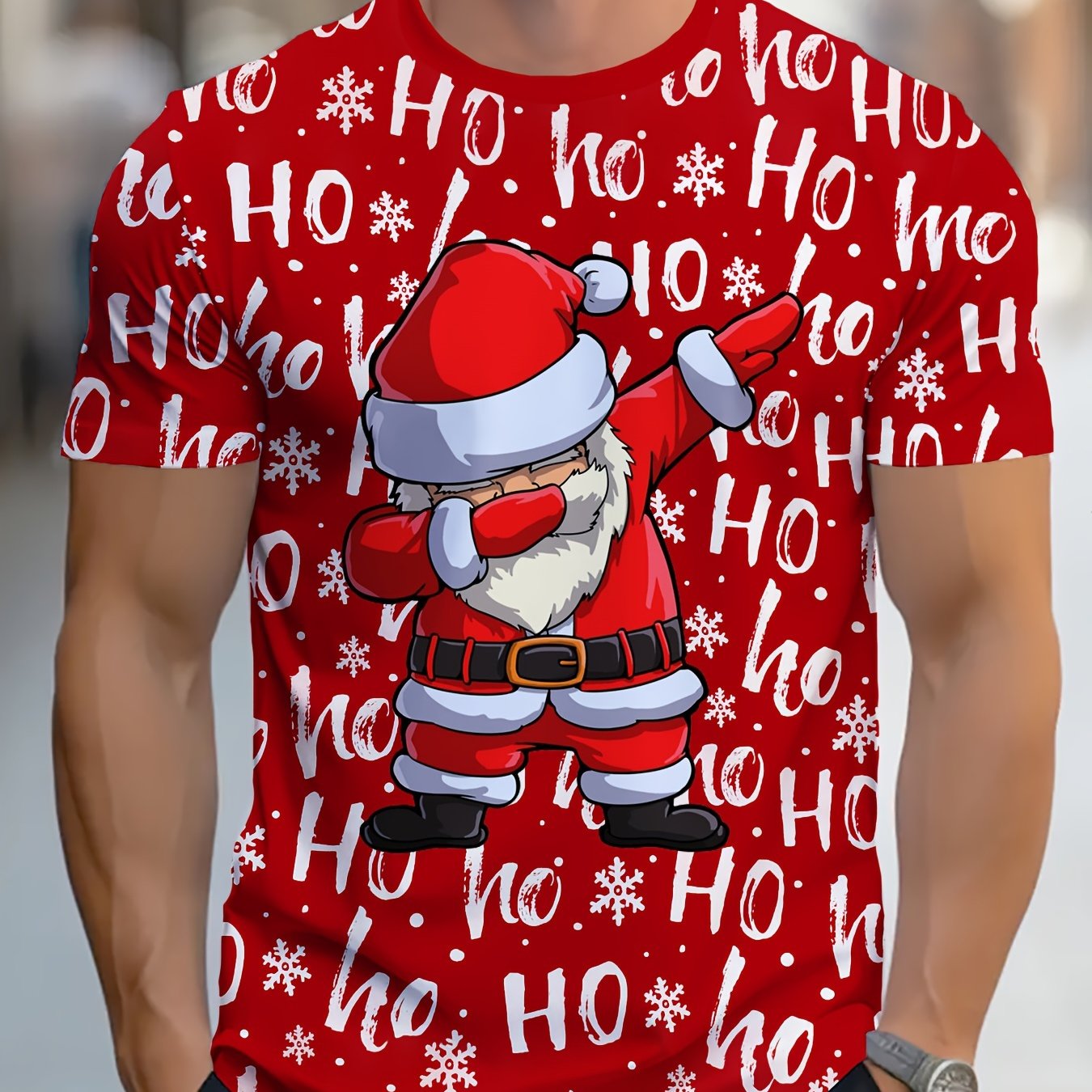 TEMU Christmas T- - Polyester & Spandex , Machine , Neck