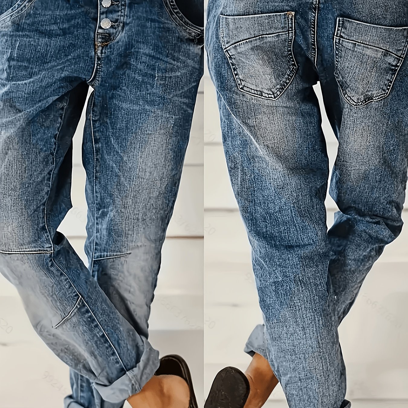 TEMU Women's Mid-low Waist Relaxed Casual Straight-leg Pants, Wide-leg Style Knife-leg Pants, Three-dimensional Cutting And Design, Washed Retro
