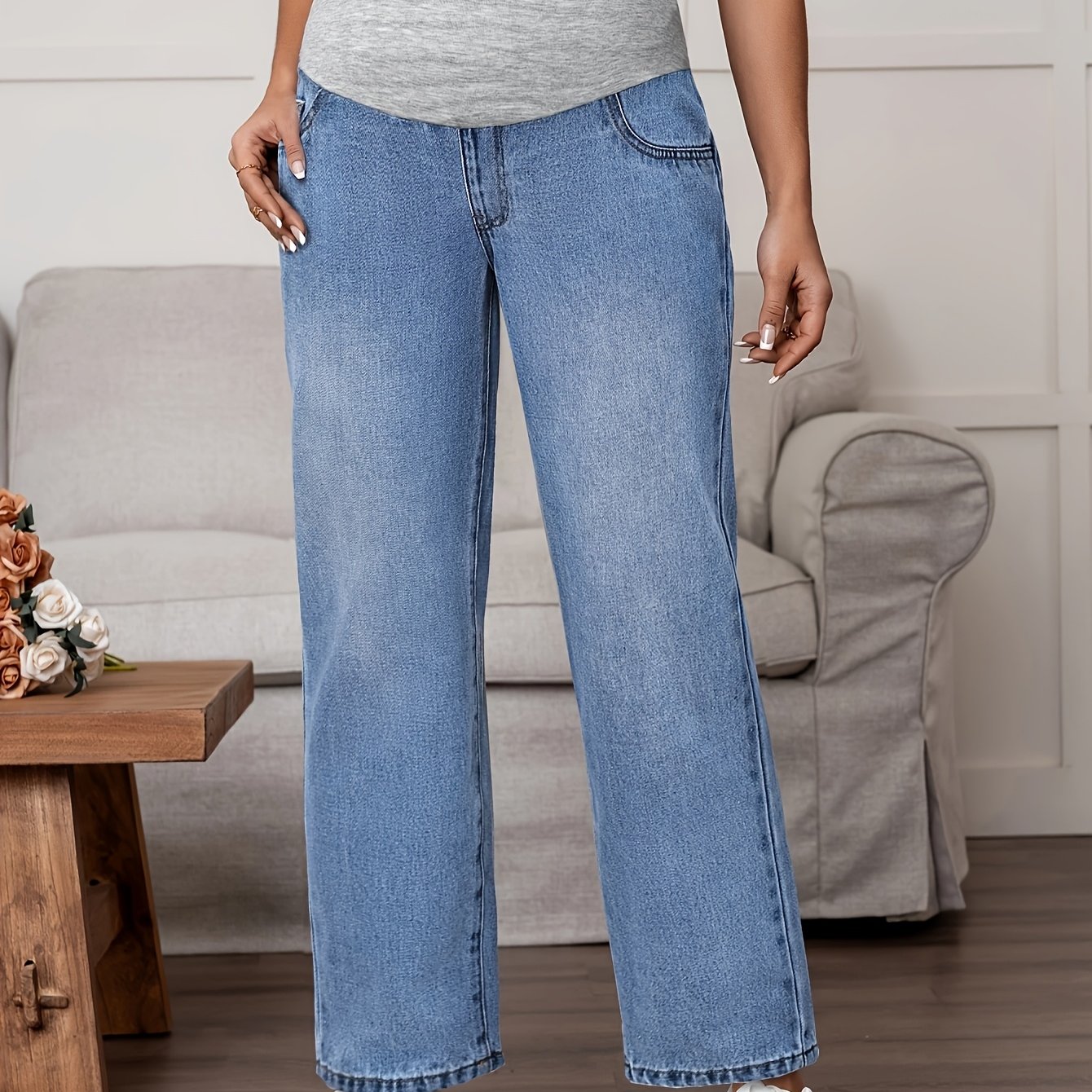 New Mid-rise Non-stretch Fashion Pregnant Women's Jeans