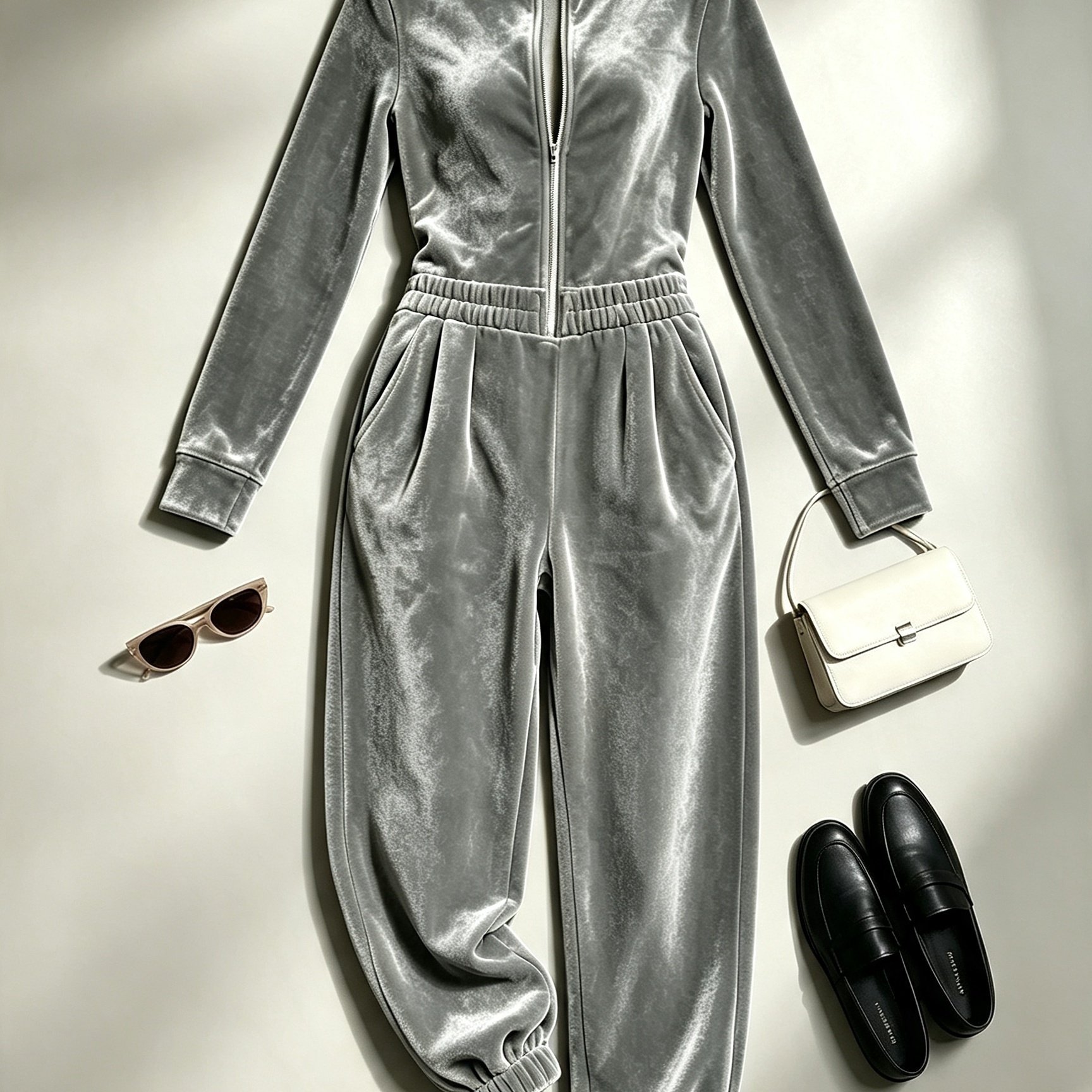 Women's Autumn And Winter Casual Velvet Zipper Commuter Versatile Long-sleeve Jumpsuit