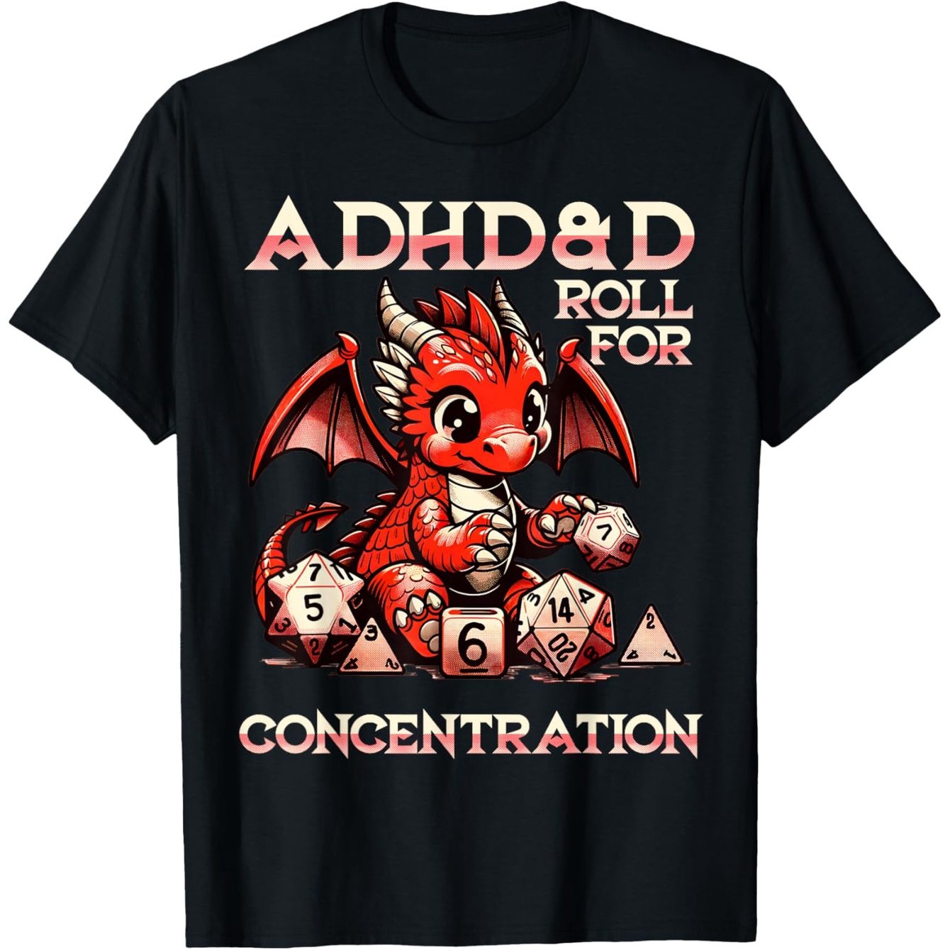 TEMU Drôle & Roll pour Concentration T-shirt Graphique Dragon de Feu - 100% Coton, Respirant et Durable, Idéal comme Cadeau pour Hommes et Femmes,