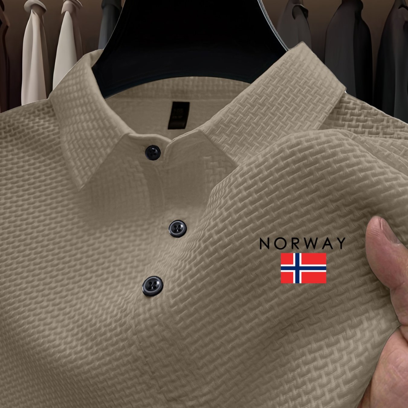 TEMU Summer Short-sleeve High-end Button-up Breathable Stretch Fabric Short-sleeve T-shirt Men's Shirt Golf Equestrian Casual Collar Short-sleeve