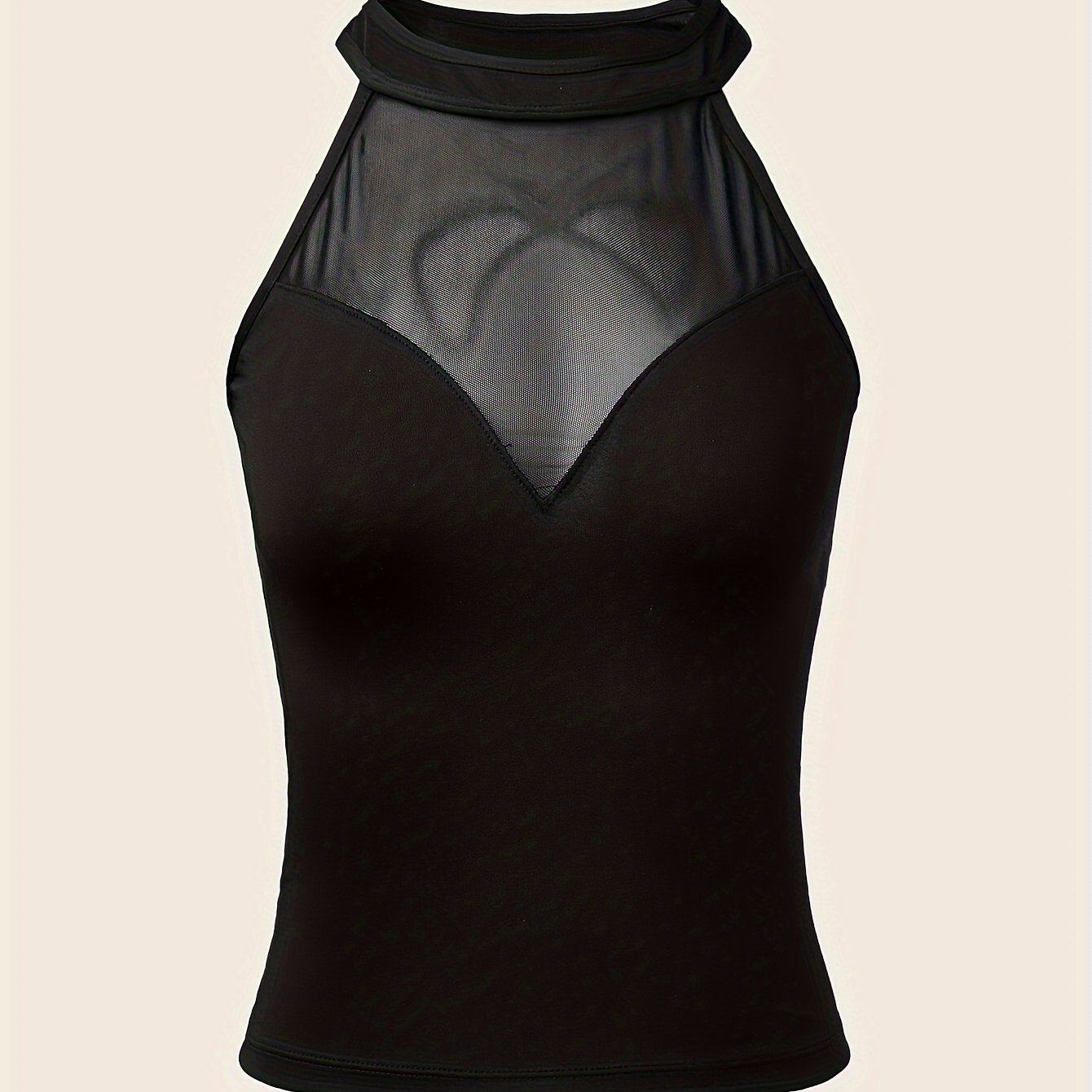 Image of Spicy Style Fashion Ins Sexy Mesh Stitching Halter Neck Vest Women's Waist Backless Temperament Top Outerwear