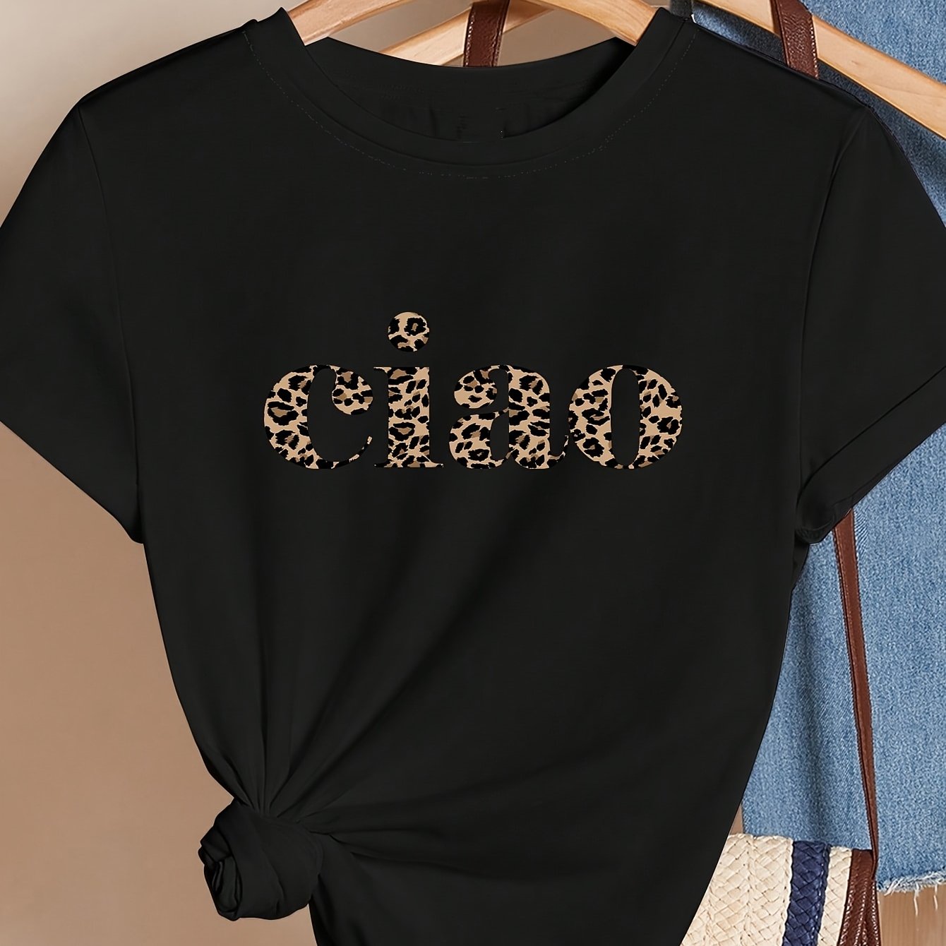 Casual Minimalist Loose Fit Round Neck Short Sleeve T-shirt For Women, Suitable For Summer