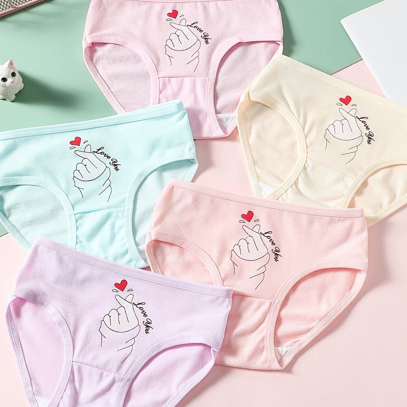 Girls Cotton Cute Bunny Cat Print Underwear Shorts Soft - Temu