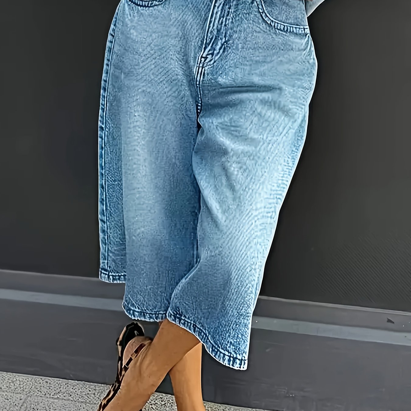 Women's Plus Size High-waist Straight Jeans Not Included