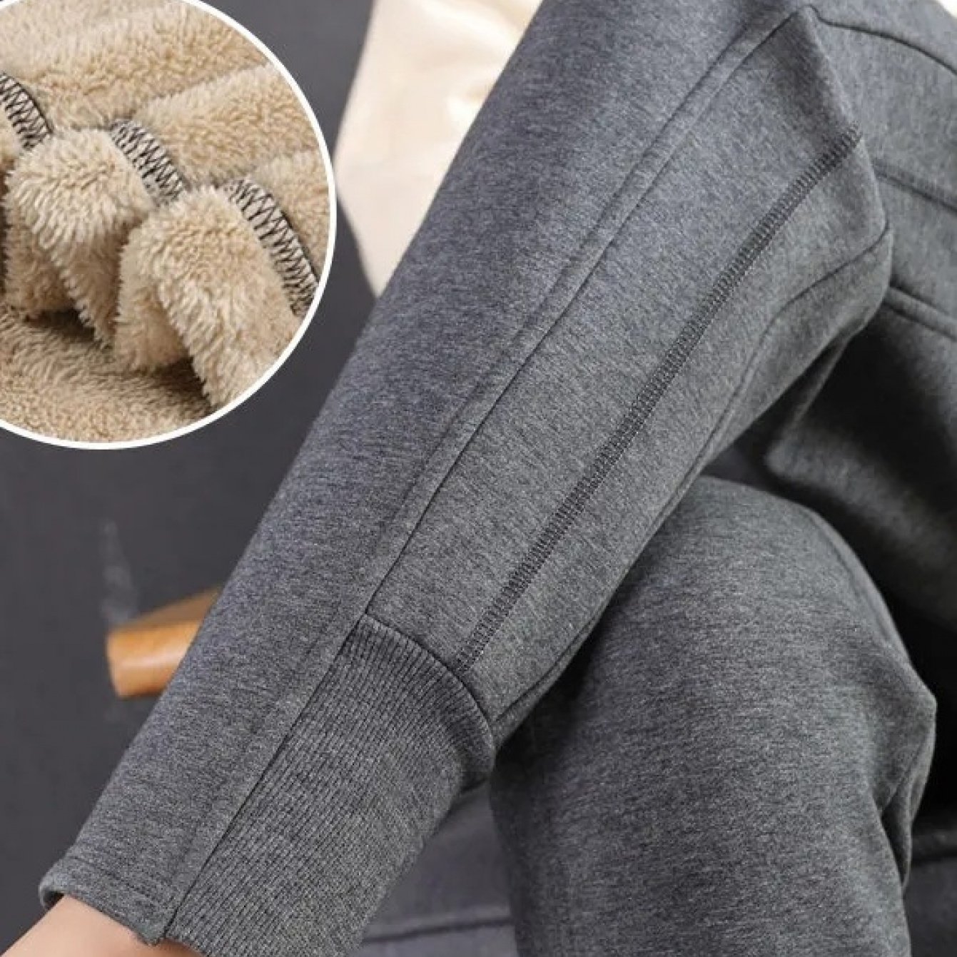 TEMU レディース 秋冬 裏起毛 厚手スウェットパンツ ルーズフィット/膝がになるデザイン パンツ/アウターパンツ カジュアルスポーツ 普段の通勤スタイル
