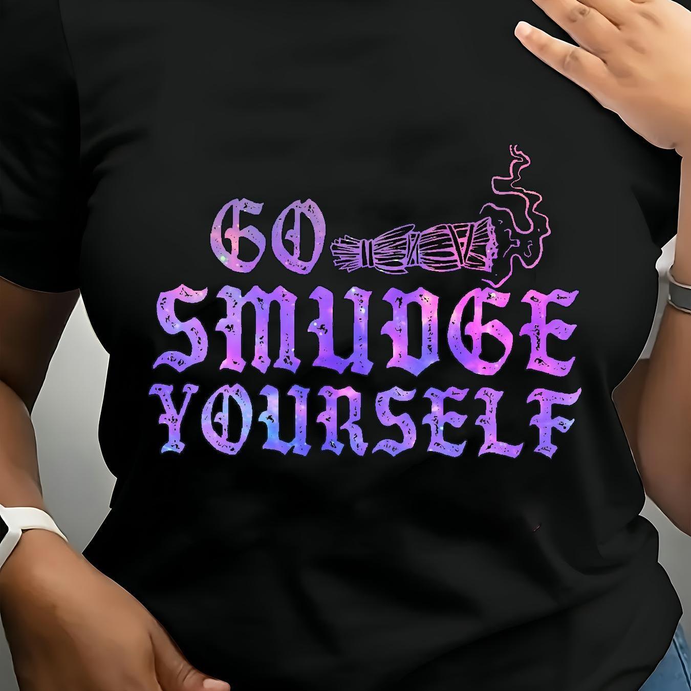 TEMU T-shirt humoristique pour femme avec slogan "Va te " - spirituelle amusante, haut d'été à manches courtes, col ras du cou, coupe ample, t-shirt