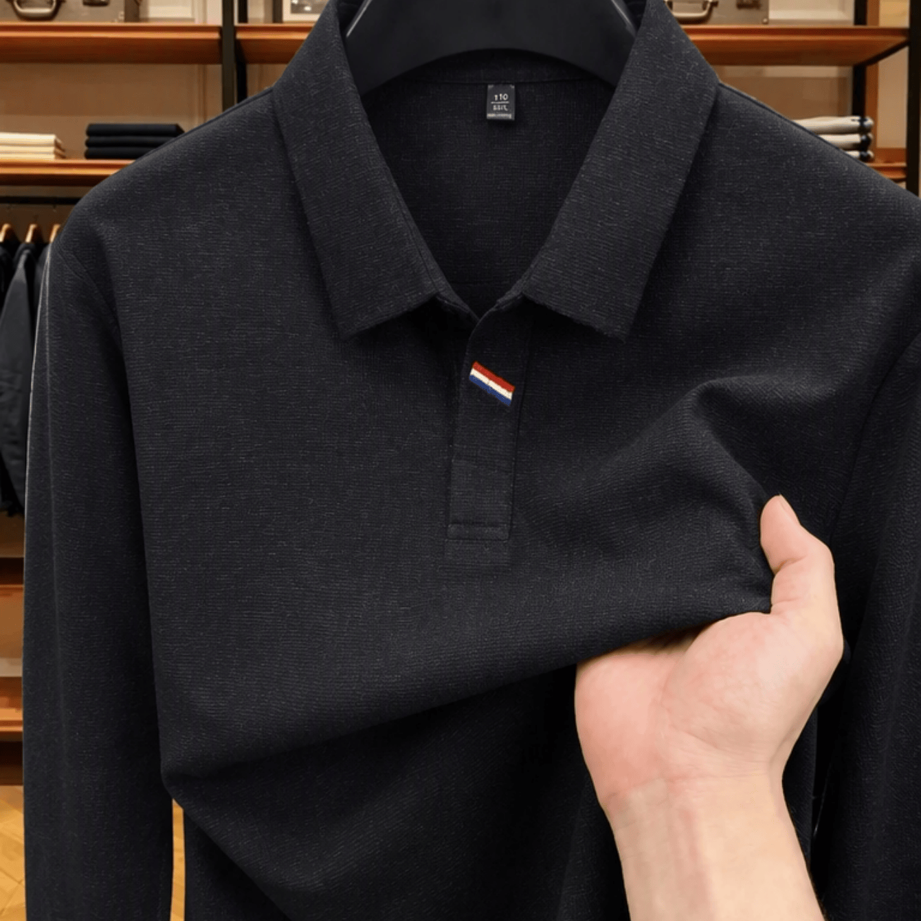 TEMU Men's Long Sleeve Lapel Shirt, Solid Color Knitted , Casual Pullover Top For Golf, Fishing, Tennis, Business Wear, Loose Spring And Autumn Dad