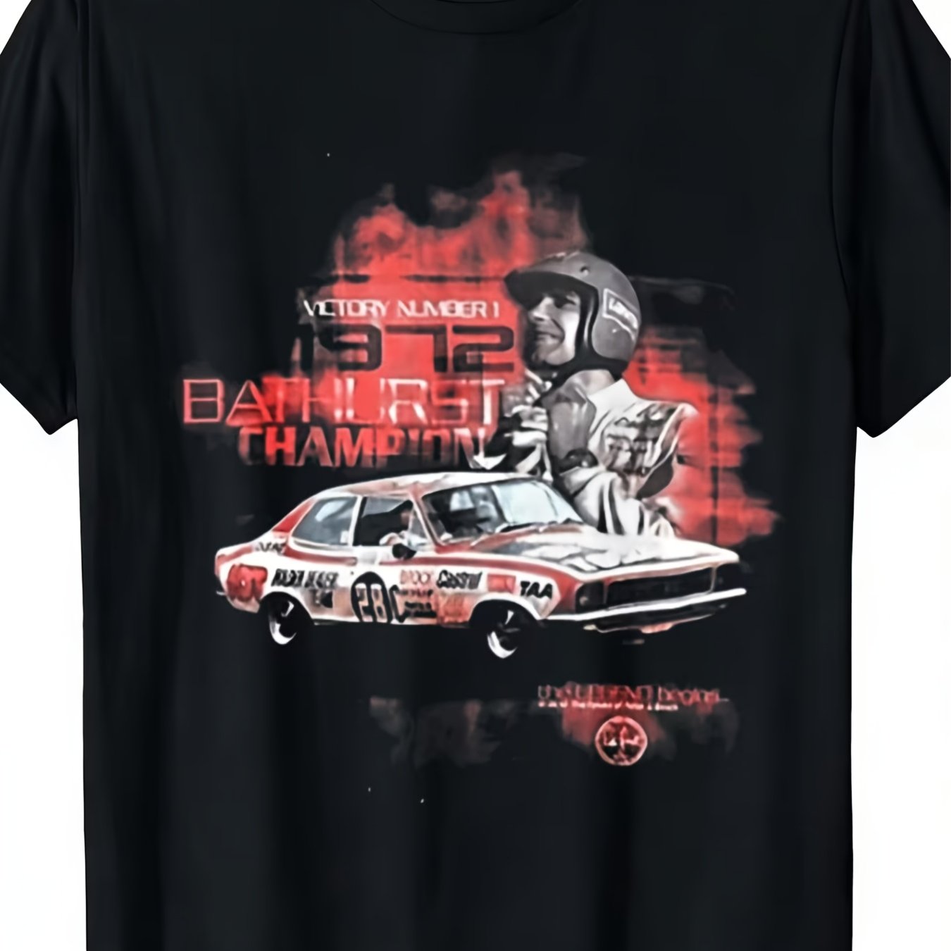 TEMU Men's Vintage Peter Winner T-shirt - Heavyweight Retro V8 Supercar Racing Tee, Suitable For Outdoor Or Casual Wear