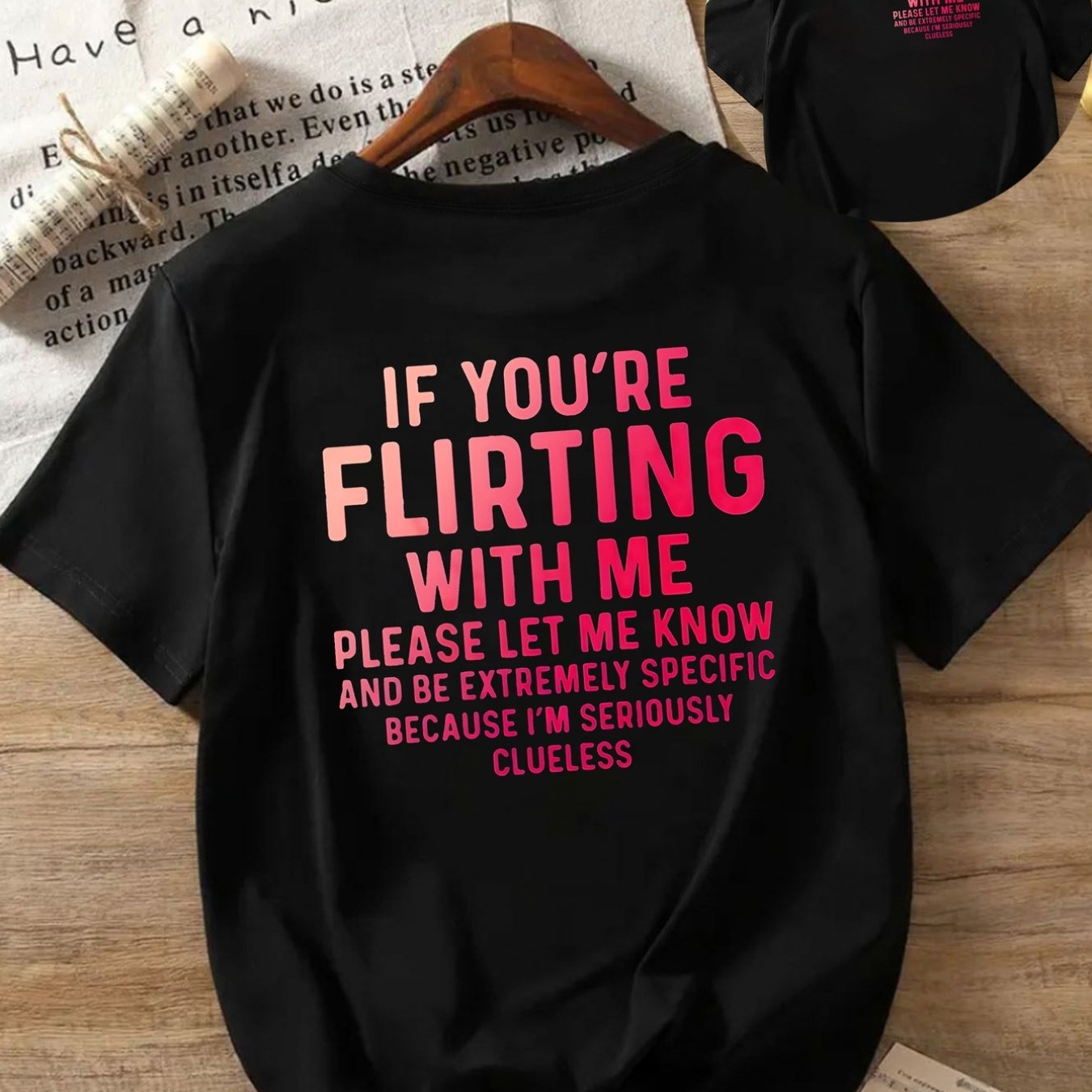 TEMU Flirting With Me, Please Be Specificgraphic Print Tshirt, Short Sleeve Crew Neck Casual Top For , Women's Clothing