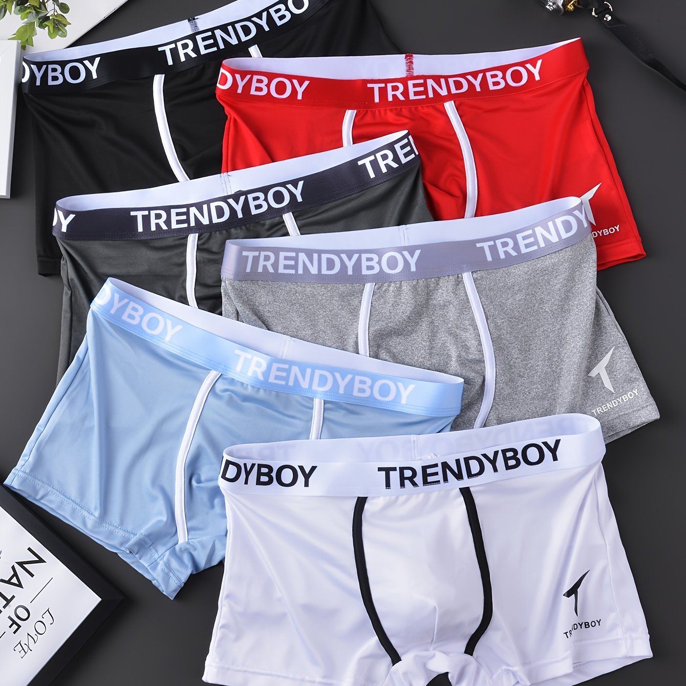 E-shop 6 Stück atmungsaktive weiche Herren-Boxershorts, Herrenunterwäsche, Herren-Shorts, dehnbar bequem, Herrenunterwäsche, für Freizeit-Stil,