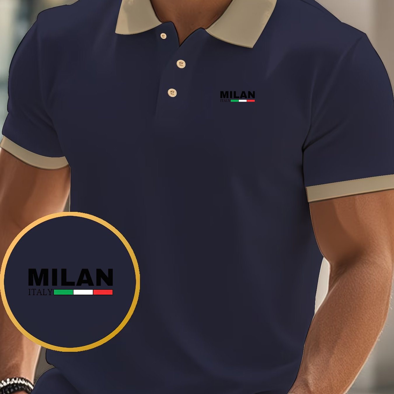 TEMU Printed Lapel Shirt, Durable And Wear-resistant, Suitable For Fitness, Stretchy And Breathable, Short-sleeve , Comfortable For Outdoor Leisure