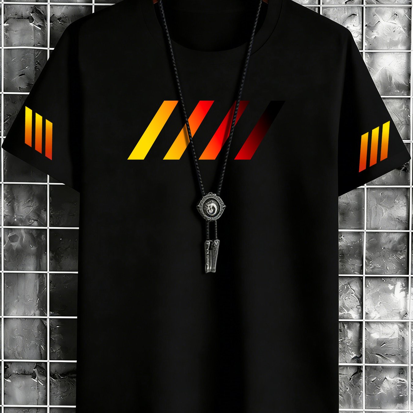 TEMU Men's Casual Sports Short Sleeve T-shirt With Gradient Diagonal Stripe Pattern Comfortable Breathable Quick-drying Cool Suitable For Daily Wear