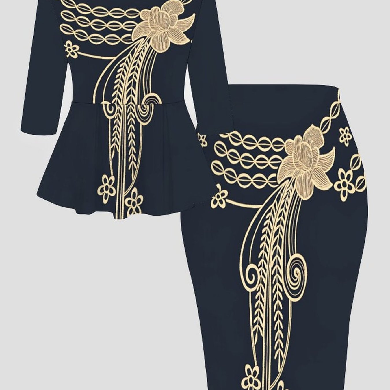 Ladies' Fashionable And Elegant -sleeve And Hip-hugging Skirt Set, A 2pcs Set Of Top And Skirt, Elegant And , Simple And