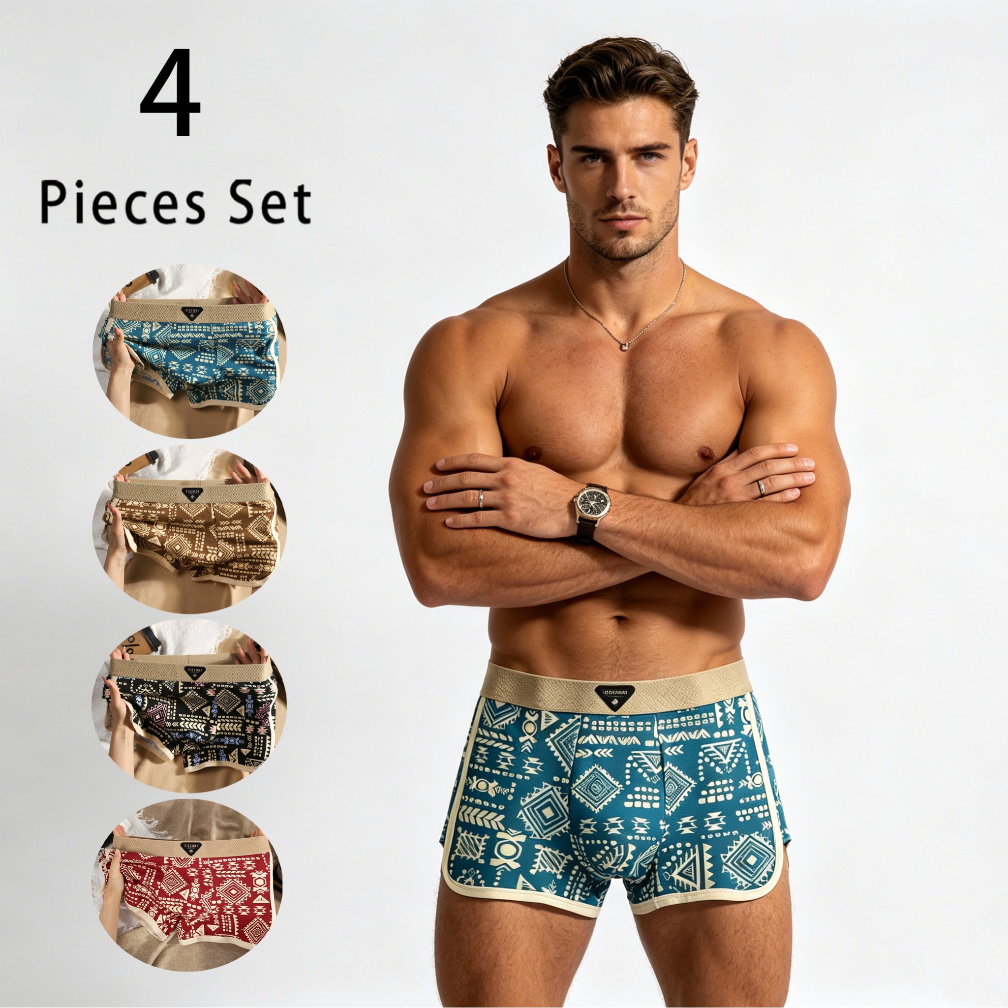 Image of 4pcs Mens Breathable Boxer Brief Underwear Lightweight Stretch Mens Boxer Shorts For Gym Workout Training Running Sports And Daily Wear, Plus Size