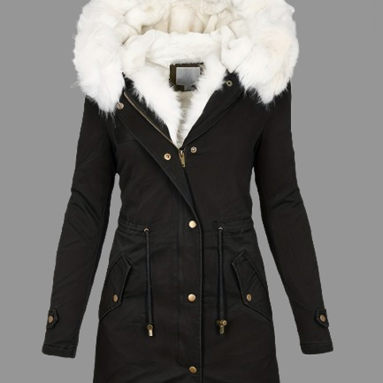 TEMU Winter Hooded Parka - Fleece - Lined, Mid Long, Style, High Quality, Windproof, Cold Weather, Thermal Insulation, Stylish And Warm Outdoor Wear