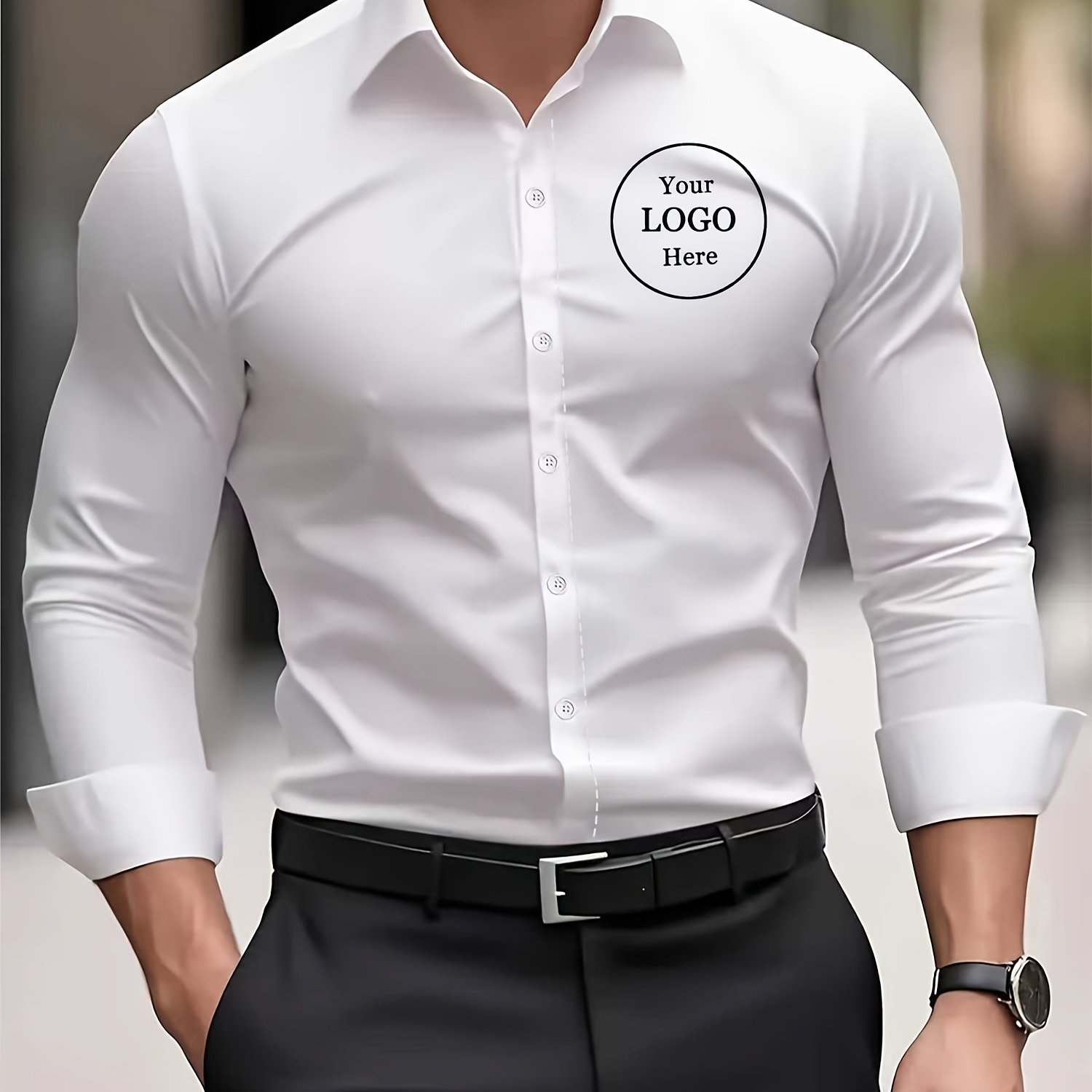 TEMU Custom Men's Shirt Custom Logo Business Professional Dress Shirt