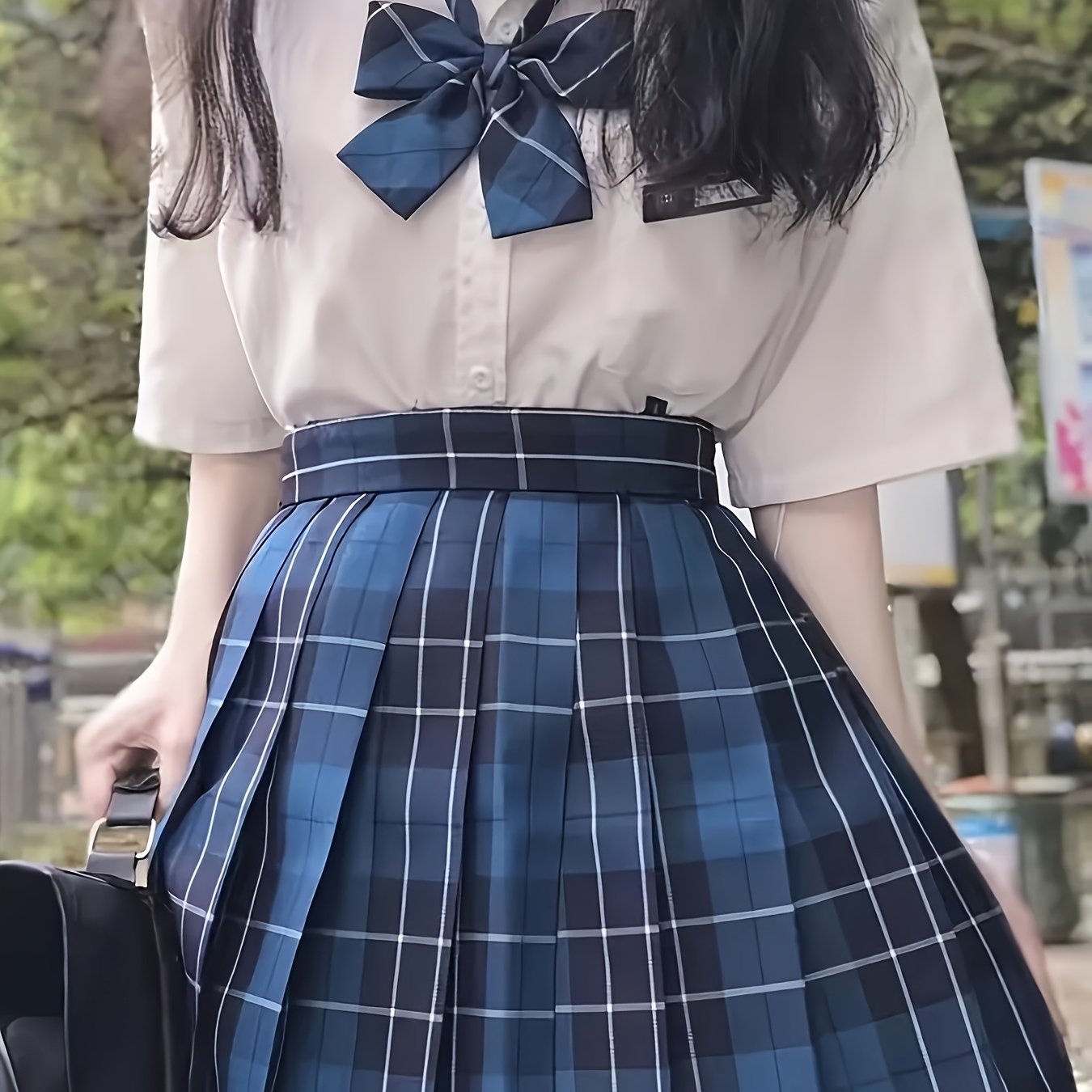 TEMU 2pcs Set Uniform Skirt/ Jk Uniform Skirt/ Length/ Skirt/ Pleated Short Skirt + Bow Tie