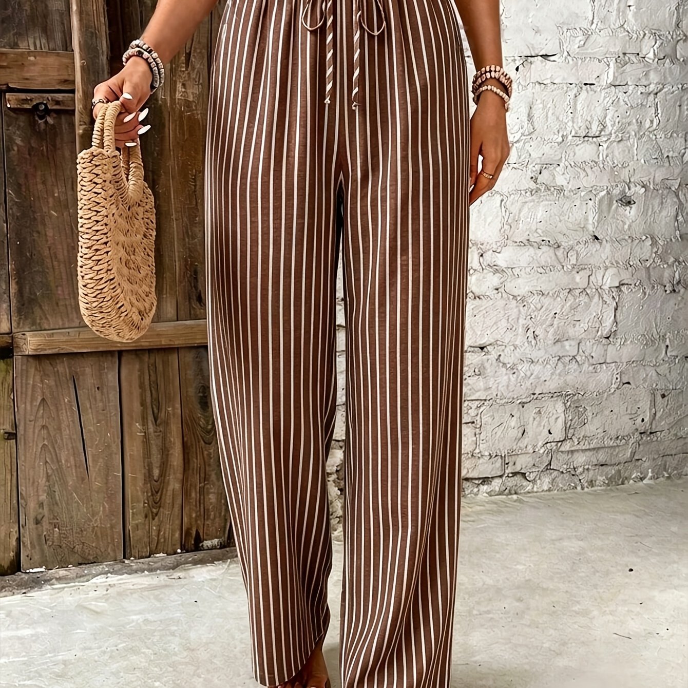 TEMU Women's Casual Striped Pants, Women's Casual Wear, Women's Summer Clothing