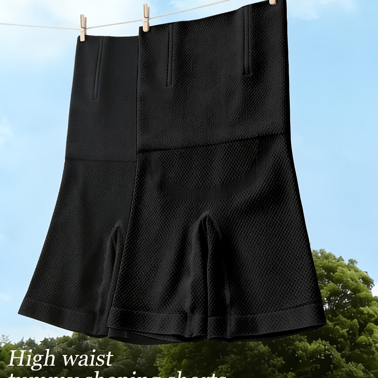 Image of 2pcs Belly-tightening Thin Legs Shaping Bottoms And High Waist Hip Lifting Shorts Tummy Control Breathable Underwear Pants For Women