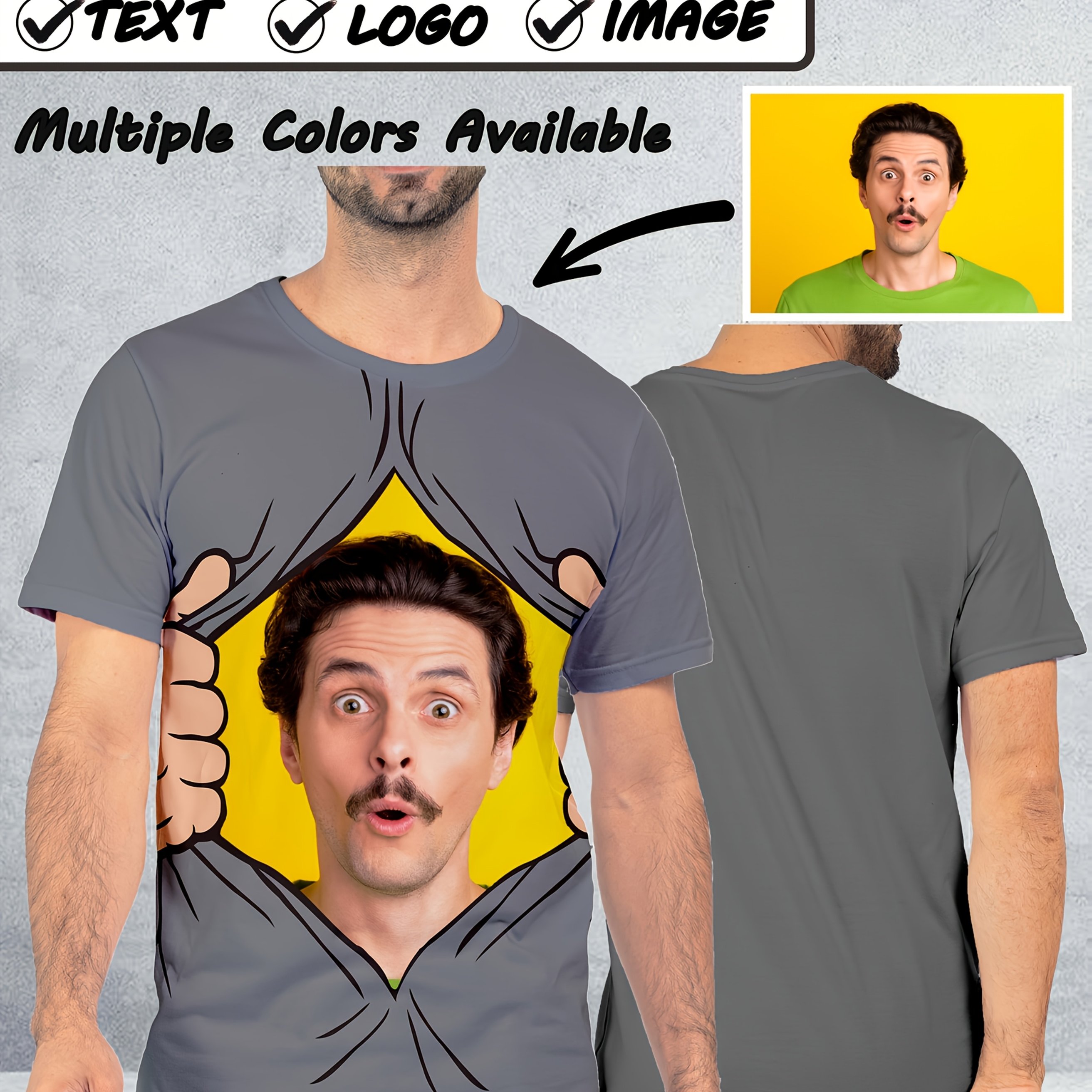 TEMU Custom Short Sleeves: -shirts With Diy Print Designs, Men's 3d Graphic Print T-shirts, Summer Short Sleeve Outfits, Stylish And Wear For Men,