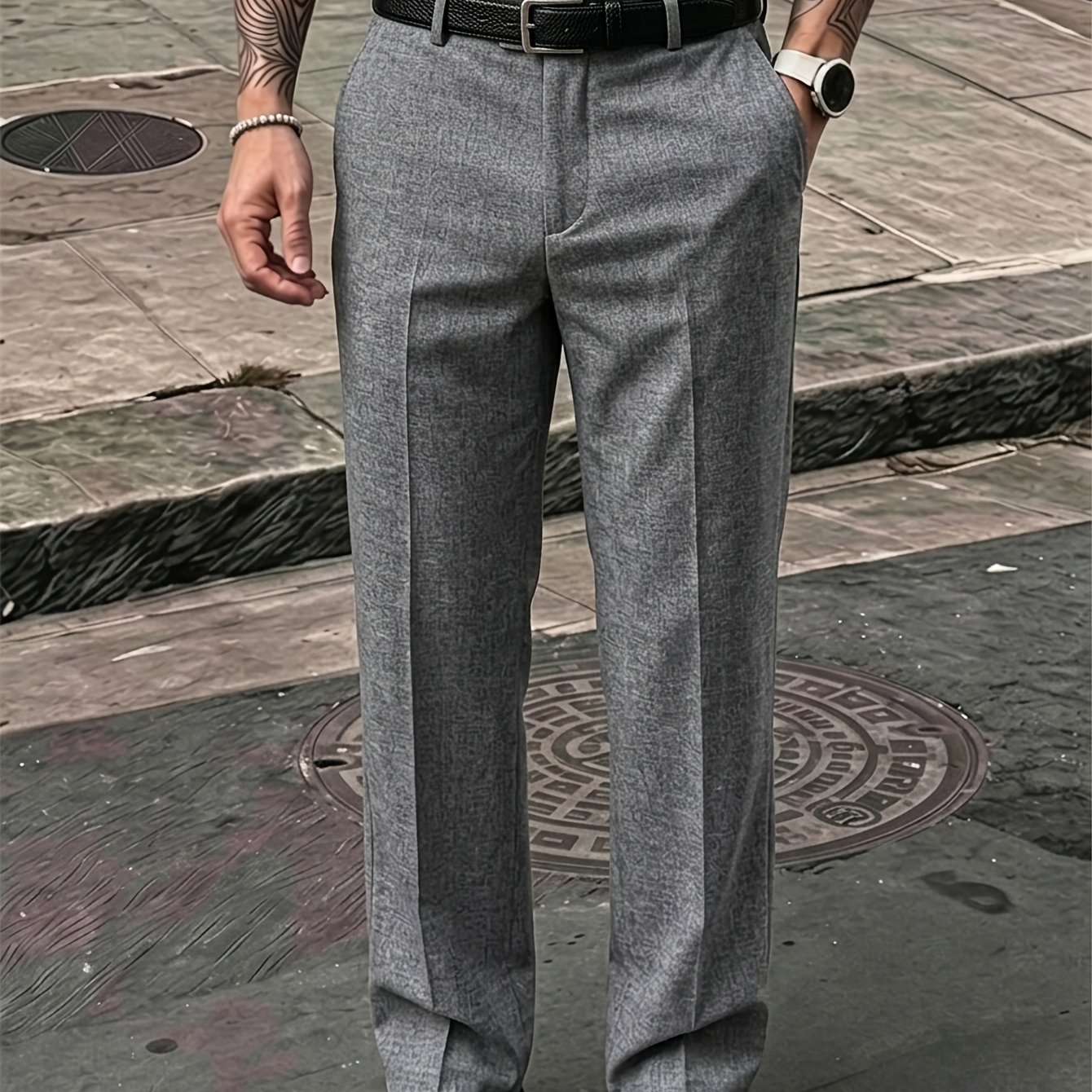 TEMU Men's Wrinkle-free Dress Pants - Anti-wrinkle Business Formal & Semi-formal Trousers, Wrinkle Technology Suitable For Office, Workplace,